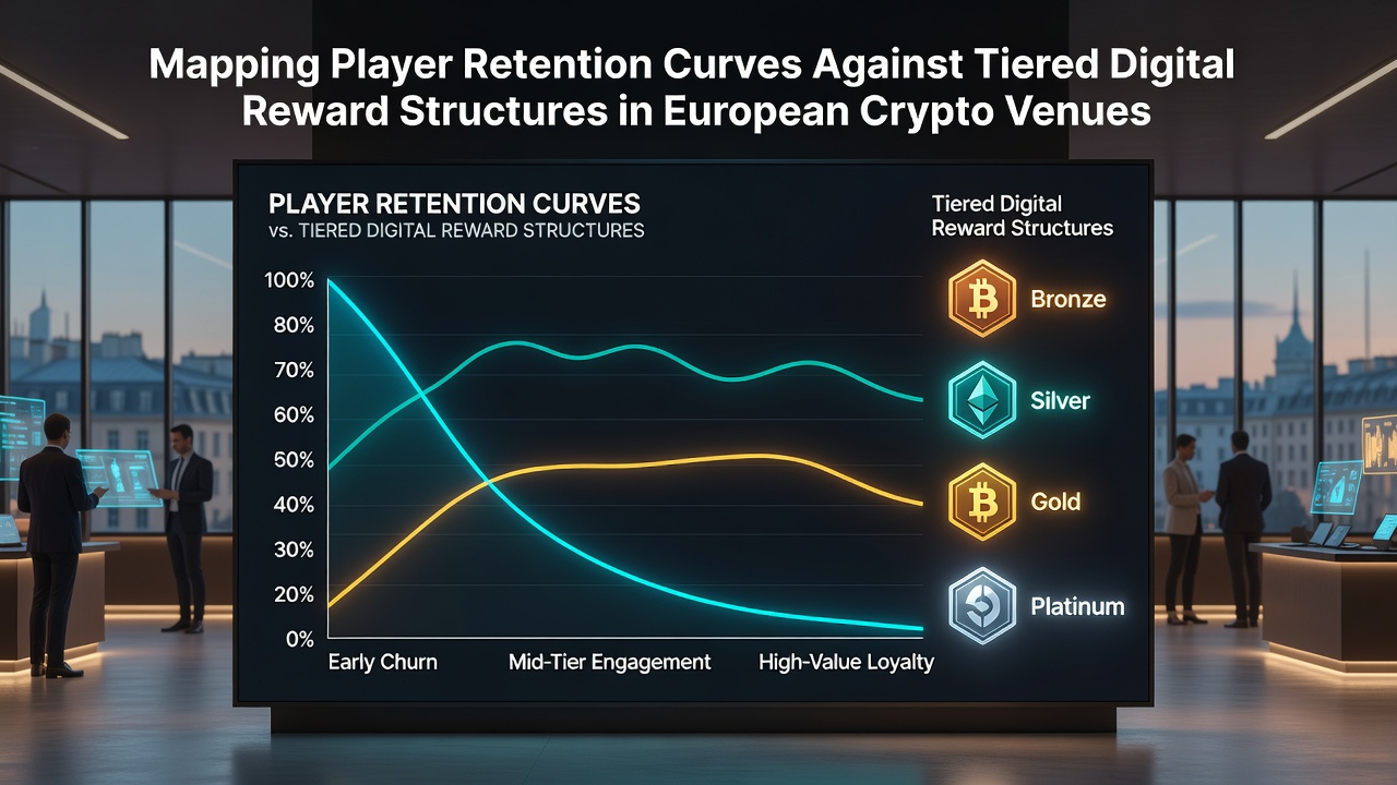 Visualisierung von Spielerretentionskurven und gestaffelten Belohnungsstufen in Krypto-Spielumgebungen